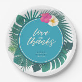 Assiettes En Carton Aquarelle Mariage tropical Merci ID Turquoise577 (Devant)