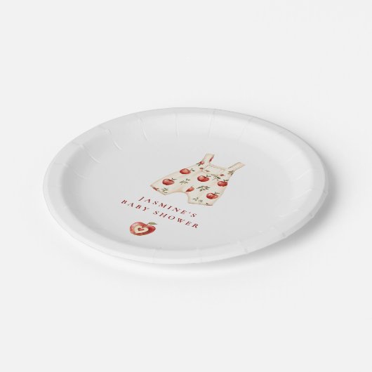 Assiettes En Carton Aquarelle mignonne Baby shower Romper Apple (Angle)