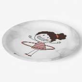 Assiettes En Carton Aquarelle mignonne bâton fille grand sourire belle (Angle)