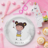 Assiettes En Carton Aquarelle mignonne Bâton fille rose Fleur belle (Fête)