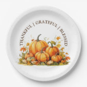 Assiettes En Carton Aquarelle mignonne Citrouilles Merci Grateful béni (Devant)