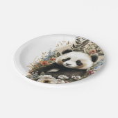 Assiettes En Carton Aquarelle mignonne Fleur sauvage Panda Ours Annive (Angle)
