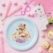 Assiettes En Carton Aquarelle mignonne Mère Lion & Cub (Fête)