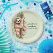Assiettes En Carton Aquarelle mignonne Sloth & Feuilles tropicaux Anni (Fête)