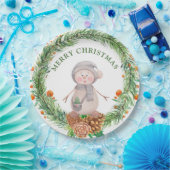 Assiettes En Carton Aquarelle mignonne Snowman (Fête)