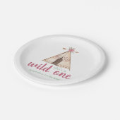 Assiettes En Carton Aquarelle mignonne Teepee Boho 1er anniversaire (Angle)