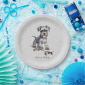Assiettes En Carton Aquarelle Miniature Schnauzer Plaque en papier (Fête)