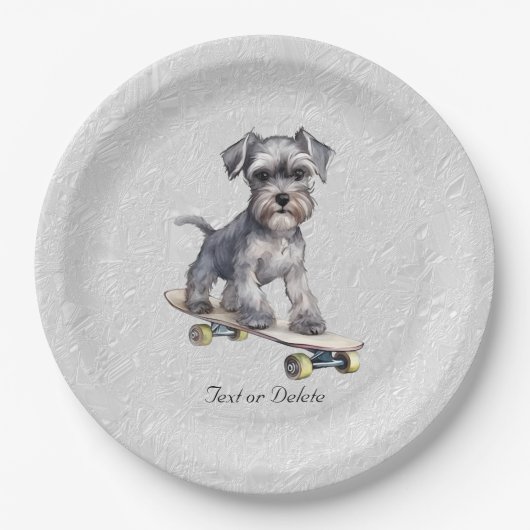Assiettes En Carton Aquarelle Miniature Schnauzer Plaque en papier (Devant)