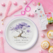 Assiettes En Carton Aquarelle minimale Lilac Jacaranda Mariage arbre (Fête)