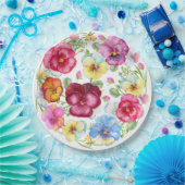 Assiettes En Carton Aquarelle mixte Fleurs de Pansy  (Fête)