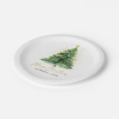 Assiettes En Carton Aquarelle moderne Arbre de Noël Non photo (Angle)