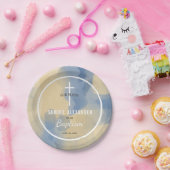 Assiettes En Carton Aquarelle moderne bleu et or Baby Boy Baptism (Fête)