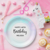 Assiettes En Carton Aquarelle moderne bleu et violet Abstrait Annivers (Fête)