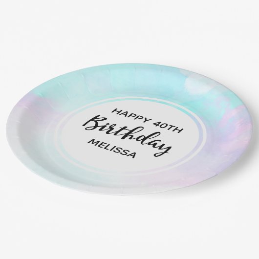 Assiettes En Carton Aquarelle moderne bleu et violet Abstrait Annivers (Angle)