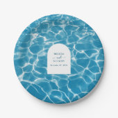 Assiettes En Carton Aquarelle moderne Blue Ocean Beach Mariage (Devant)