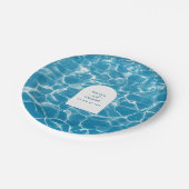 Assiettes En Carton Aquarelle moderne Blue Ocean Beach Mariage (Angle)
