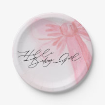 Aquarelle moderne Blush Pink Bow Hello Baby Girl