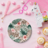 Assiettes En Carton Aquarelle moderne Boho Tropical Botanique  (Fête)