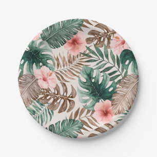 Assiettes En Carton Aquarelle moderne Boho Tropical Botanique