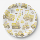 Assiettes En Carton Aquarelle moderne Construction Véhicule Anniversai (Devant)