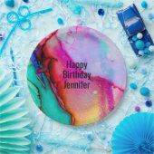 Assiettes En Carton Aquarelle moderne en marbre Abstrait Design Annive (Fête)