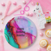 Assiettes En Carton Aquarelle moderne en marbre Abstrait Design Annive (Fête)