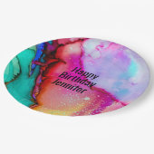 Assiettes En Carton Aquarelle moderne en marbre Abstrait Design Annive (Angle)