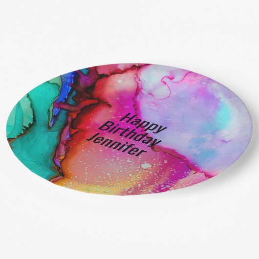 Assiettes En Carton Aquarelle moderne en marbre Abstrait Design Annive (Angle)