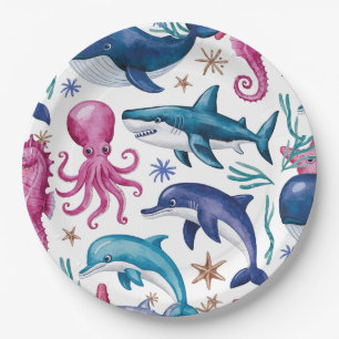 Assiettes En Carton Aquarelle moderne et élégante baby shower animal m