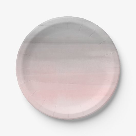 Assiettes En Carton Aquarelle moderne gris rose roux Ombre Chic (Devant)