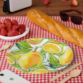 Assiettes En Carton Aquarelle moderne Lemon Jardin jaune