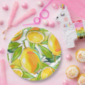 Assiettes En Carton Aquarelle moderne Lemon Jardin jaune (Fête)