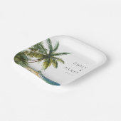 Assiettes En Carton Aquarelle moderne Mariage de plage tropicale (Angulaire)