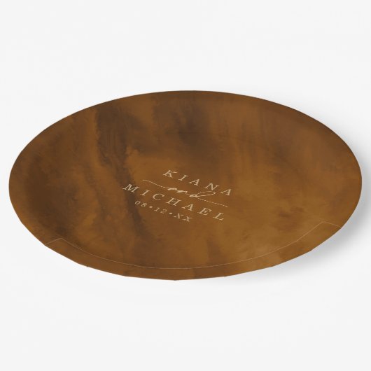 Assiettes En Carton Aquarelle moderne Mariage Gold ID816 (Angle)