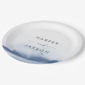 Assiettes En Carton Aquarelle moderne | Plaque de papier Mariage bleu (Angle)