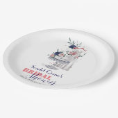 Assiettes En Carton Aquarelle moderne robe blanche mariage avec gâteau (Angle)