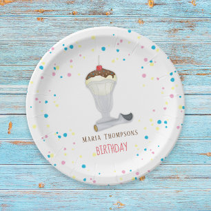 Assiettes En Carton Aquarelle Moderne Rustique Cute Crème glacée Sunda