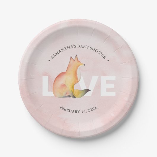 Assiettes En Carton Aquarelle moderne Valentine's Day Fox (Devant)