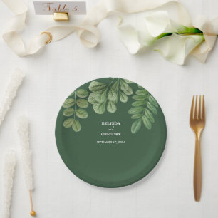 Assiettes En Carton Aquarelle moderne vert émeraude Mariage vert émera