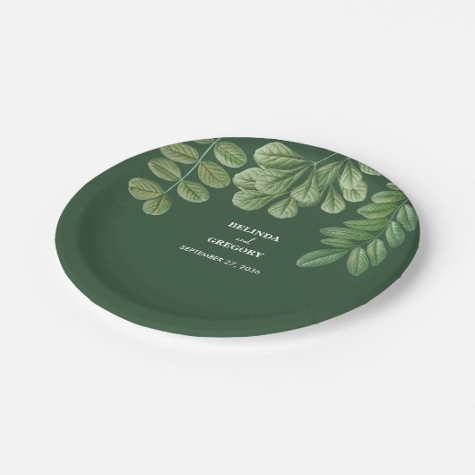 Assiettes En Carton Aquarelle moderne vert émeraude Mariage vert émera (Angle)