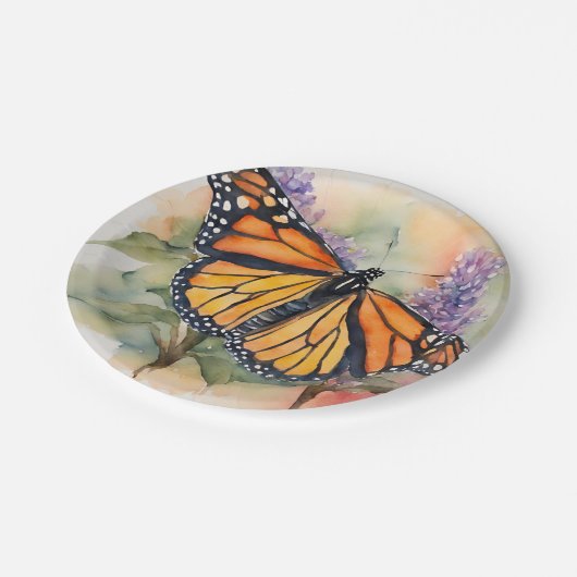 Assiettes En Carton Aquarelle Monarch Papillon Imprimer (Angle)