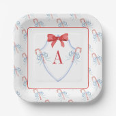 Assiettes En Carton Aquarelle Monogram Bow Sucre de canne Crest (Recto)