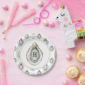 Assiettes En Carton Aquarelle Monogramme Huître côtière (Fête)