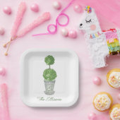 Assiettes En Carton Aquarelle Monogrammé Topiary Napkins (Fête)