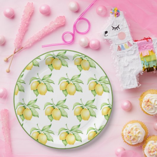 Assiettes En Carton Aquarelle Motif citron vert simple (Fête)