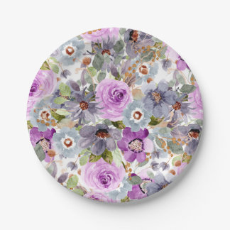 Assiettes En Carton Aquarelle Motif Floral