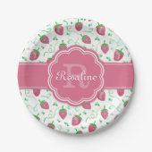 Assiettes En Carton Aquarelle Motif fraise avec Monogramme (Devant)