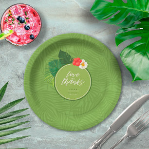 Assiettes En Carton Aquarelle Motif tropical Merci Green ID577