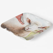 Assiettes En Carton Aquarelle Mouton Avec Grange Rouge (Angulaire)