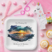 Assiettes En Carton Aquarelle Nautical Beach Scene Mariage (Fête)